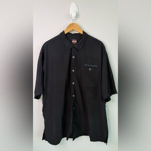 Harley Davidson Tiki Motorcycle Shirt Black Silk Blend Button Up 2XL